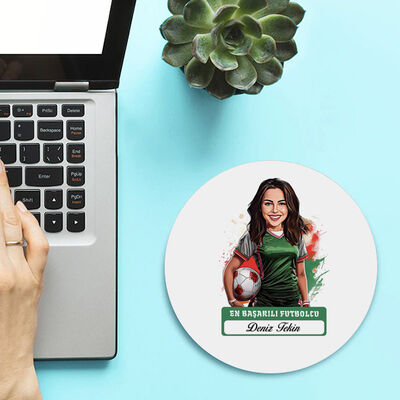 Karikatürlü En Başarılı Kadın Futbolcu Mousepad - 2