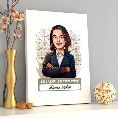 Karikatürlü En Başarılı Kadın Matematikçi Kanvas Tablo - 2