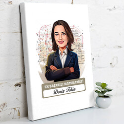 Karikatürlü En Başarılı Kadın Matematikçi Kanvas Tablo - 1
