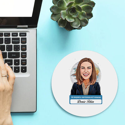 Karikatürlü En Başarılı Kadın Meteoroloji Uzmanı Mousepad - 2