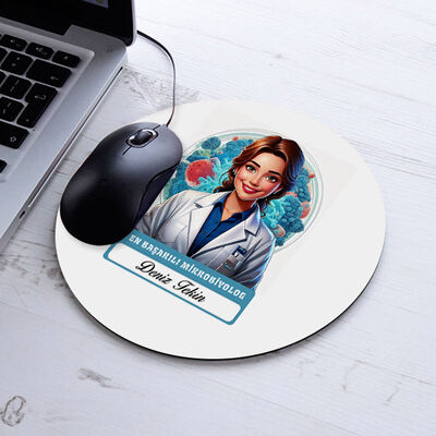 Karikatürlü En Başarılı Kadın Mikrobiyolog Mousepad - 1