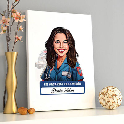 Karikatürlü En Başarılı Kadın Paramedik Kanvas Tablo - 2