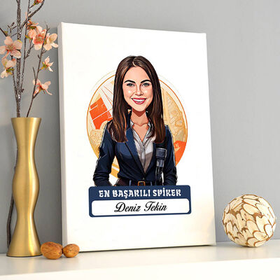 Karikatürlü En Başarılı Kadın Sipker Kanvas Tablo - 2