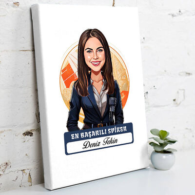 Karikatürlü En Başarılı Kadın Sipker Kanvas Tablo - 1