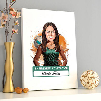 Karikatürlü En Başarılı Kadın Voleybolcu Kanvas Tablo - 2