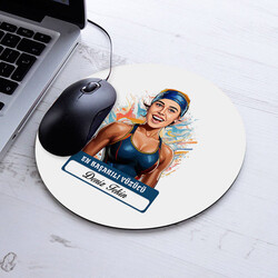 Karikatürlü En Başarılı Kadın Yüzücü Mousepad - 1