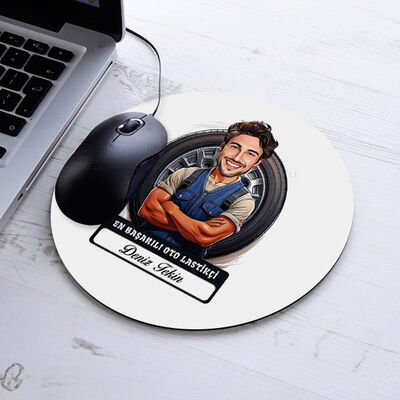 Karikatürlü En Başarılı Oto Lastikçi Mousepad - 1