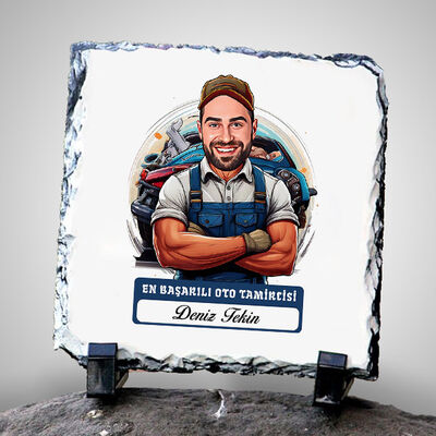 Karikatürlü En Başarılı Oto Tamirci Dekoratif Taş - 1