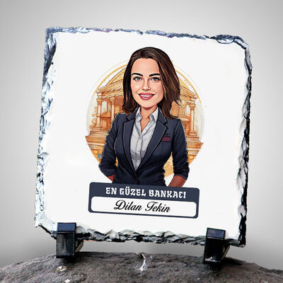 Karikatürlü En Güzel Bankacı Dekoratif Taş - 1