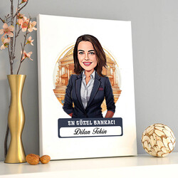 Karikatürlü En Güzel Bankacı Kanvas Tablo - 2