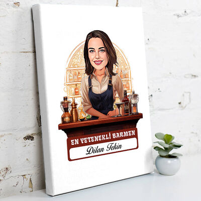 Karikatürlü En Güzel Barmen Kanvas Tablo - 1