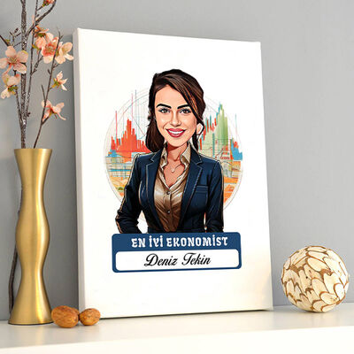 Karikatürlü En Güzel Ekonomist Kanvas Tablo - 2