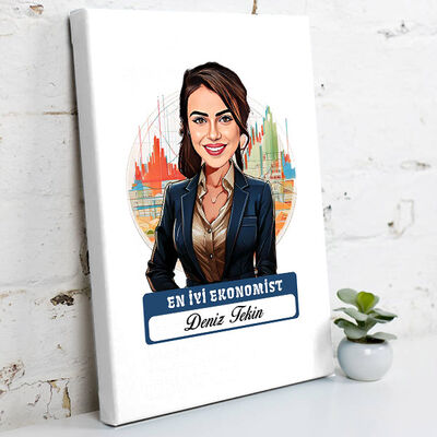 Karikatürlü En Güzel Ekonomist Kanvas Tablo - 1