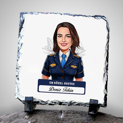 Karikatürlü En Güzel Hostes Dekoratif Taş - 1