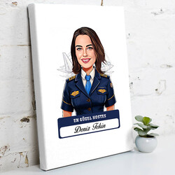 Karikatürlü En Güzel Hostes Kanvas Tablo - 1