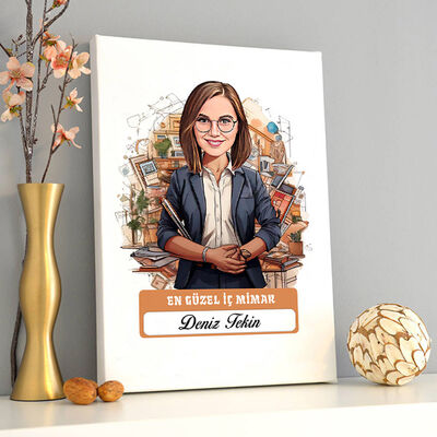 Karikatürlü En Güzel İç Mimar Kanvas Tablo - 2