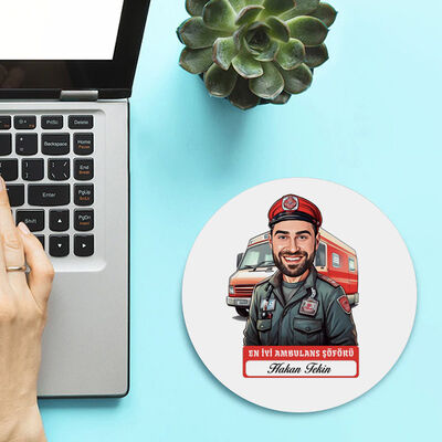 Karikatürlü En İyi Erkek Ambulans Şoförü Mousepad - 2