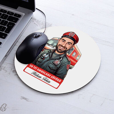 Karikatürlü En İyi Erkek Ambulans Şoförü Mousepad - 1