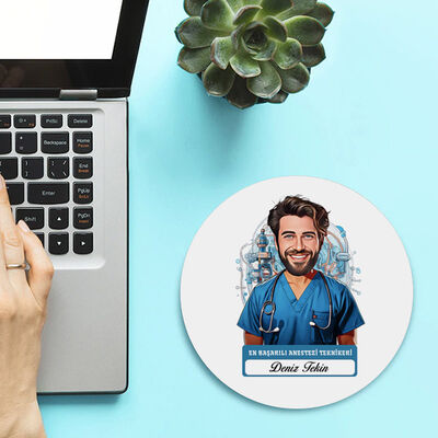 Karikatürlü En İyi Erkek Anestezi Teknikeri Mousepad - 2