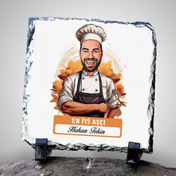 Karikatürlü En İyi Erkek Aşçı Dekoratif Taş