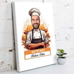 Karikatürlü En İyi Erkek Aşçı Kanvas Tablo - 1