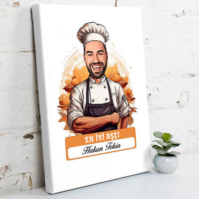 Karikatürlü En İyi Erkek Aşçı Kanvas Tablo - 1