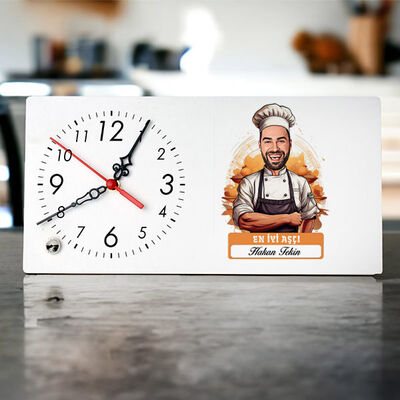 Karikatürlü En İyi Erkek Aşçı Masa Saati - 1