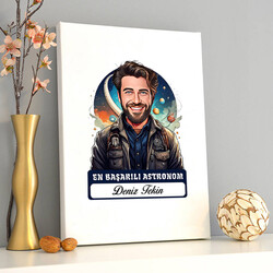 Karikatürlü En İyi Erkek Astronom Kanvas Tablo - 2