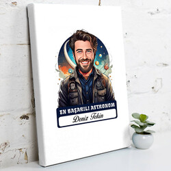 Karikatürlü En İyi Erkek Astronom Kanvas Tablo - 1