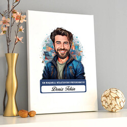 Karikatürlü En İyi Erkek Bilgisayar Programcısı Kanvas Tablo - 2