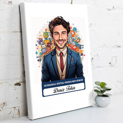 Karikatürlü En İyi Erkek Dijital Pazarlama Uzmanı Kanvas Tablo - 1