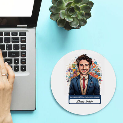 Karikatürlü En İyi Erkek Dijital Pazarlama Uzmanı Mousepad - 2