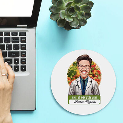 Karikatürlü En İyi Erkek Diyetisyen Mousepad - 2