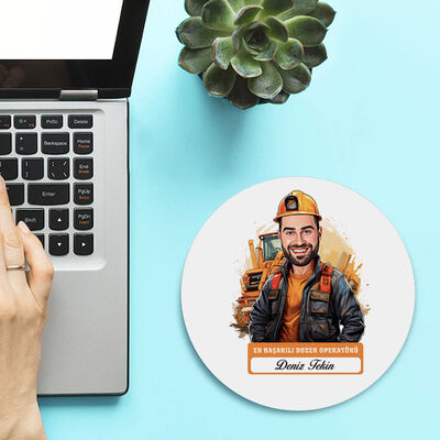Karikatürlü En İyi Erkek Dozer Operatörü Mousepad - 2