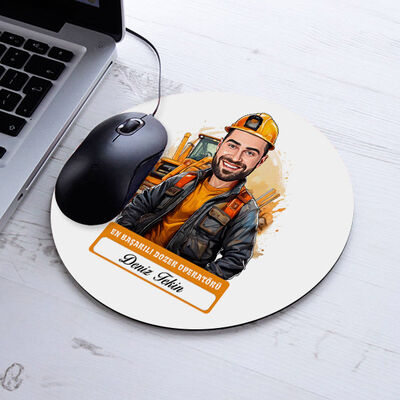 Karikatürlü En İyi Erkek Dozer Operatörü Mousepad - 1
