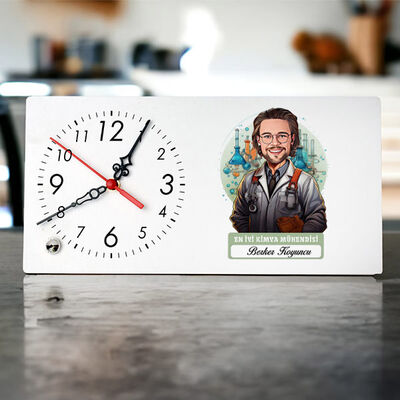 Karikatürlü En İyi Erkek Kimya Mühendisi Masa Saati - 1