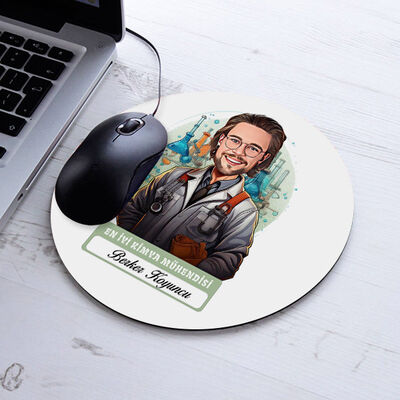 Karikatürlü En İyi Erkek Kimya Mühendisi Mousepad - 1