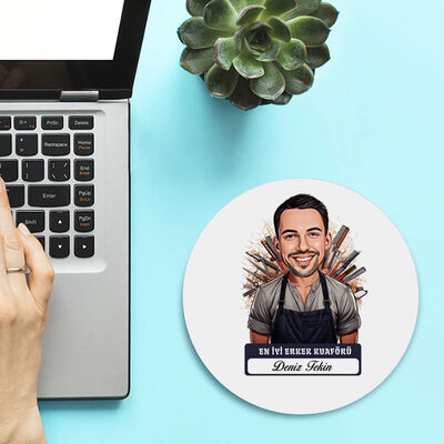 Karikatürlü En İyi Erkek Kuaför Mousepad - 2