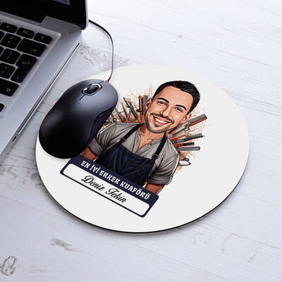 Karikatürlü En İyi Erkek Kuaför Mousepad - 1