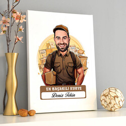 Karikatürlü En İyi Erkek Kurye Kanvas Tablo - 2
