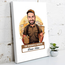 Karikatürlü En İyi Erkek Kurye Kanvas Tablo - 1