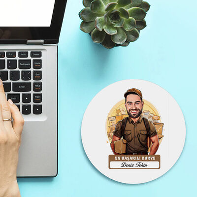 Karikatürlü En İyi Erkek Kurye Mousepad - 2