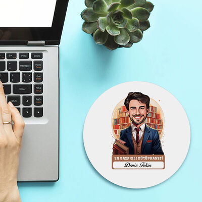 Karikatürlü En İyi Erkek Kütüphaneci Mousepad - 2