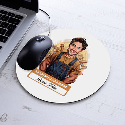 Karikatürlü En İyi Erkek Marangoz Mousepad - 1
