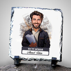 Karikatürlü En İyi Erkek Mimar Dekoratif Taş