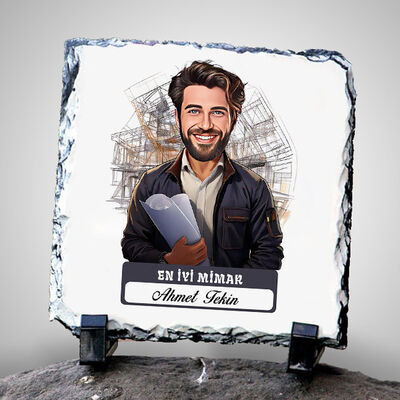 Karikatürlü En İyi Erkek Mimar Dekoratif Taş - 1