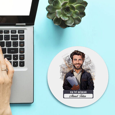Karikatürlü En İyi Erkek Mimar Mousepad - 2