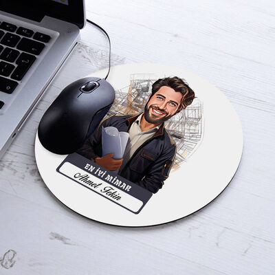 Karikatürlü En İyi Erkek Mimar Mousepad - 1