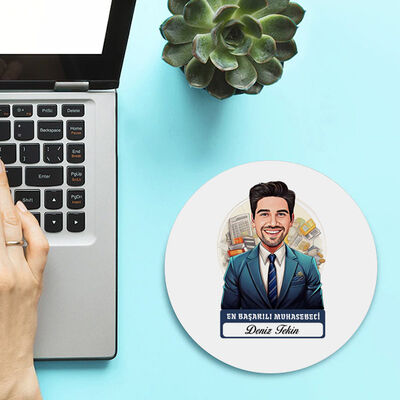 Karikatürlü En İyi Erkek Muhasebeci Mousepad - 2