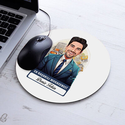 Karikatürlü En İyi Erkek Muhasebeci Mousepad - 1